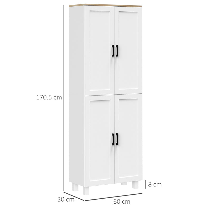 HOMCOM Modern Kitchen Cupboard Storage Cabinet with 4 Shelves, White