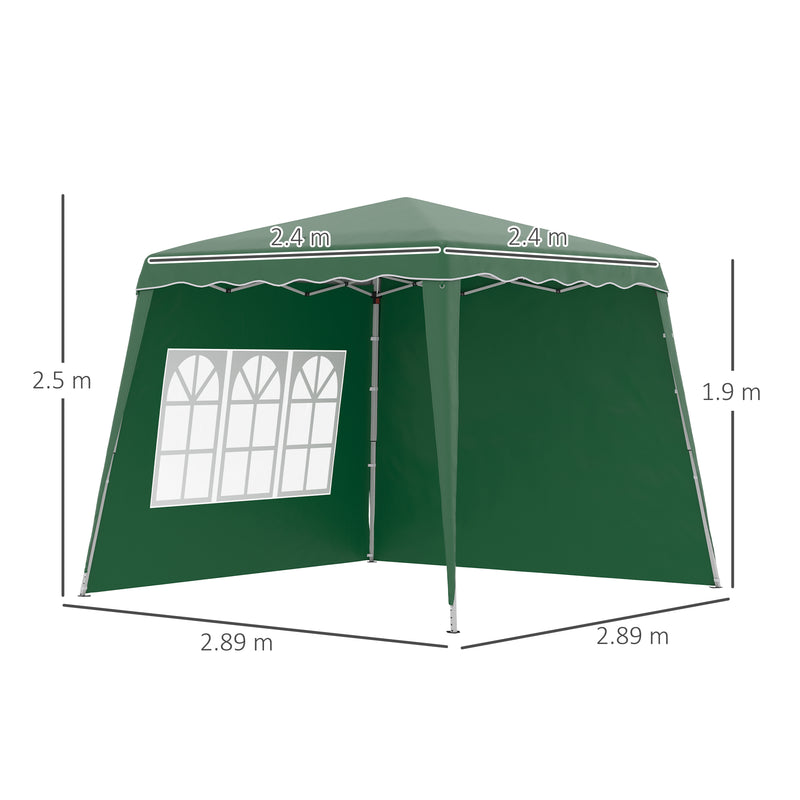 Outsunny 2.4 x 2.4m UV50+ Pop Up Gazebo Canopy Tent with Carry Bag, Green