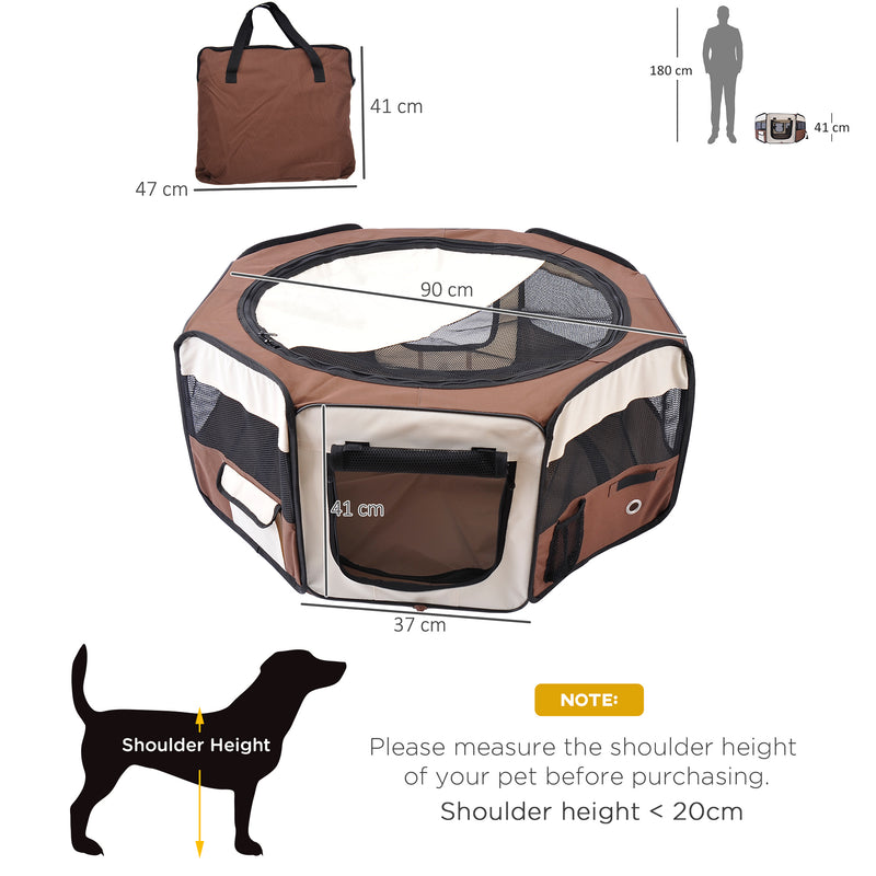 Fabric Pet Puppy Dog Cat Rabbit Pig Guinea Playpen Play Pen Run Brown