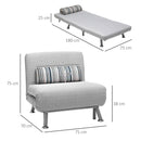 HOMCOM Single Folding 5 Position Convertible Sleeper Chair Sofa Bed Grey, Silver
