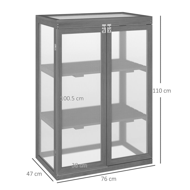 Outsunny 2 Shelves Wooden Cold Frame Grow House Greenhouse Outdoor Plant Storage