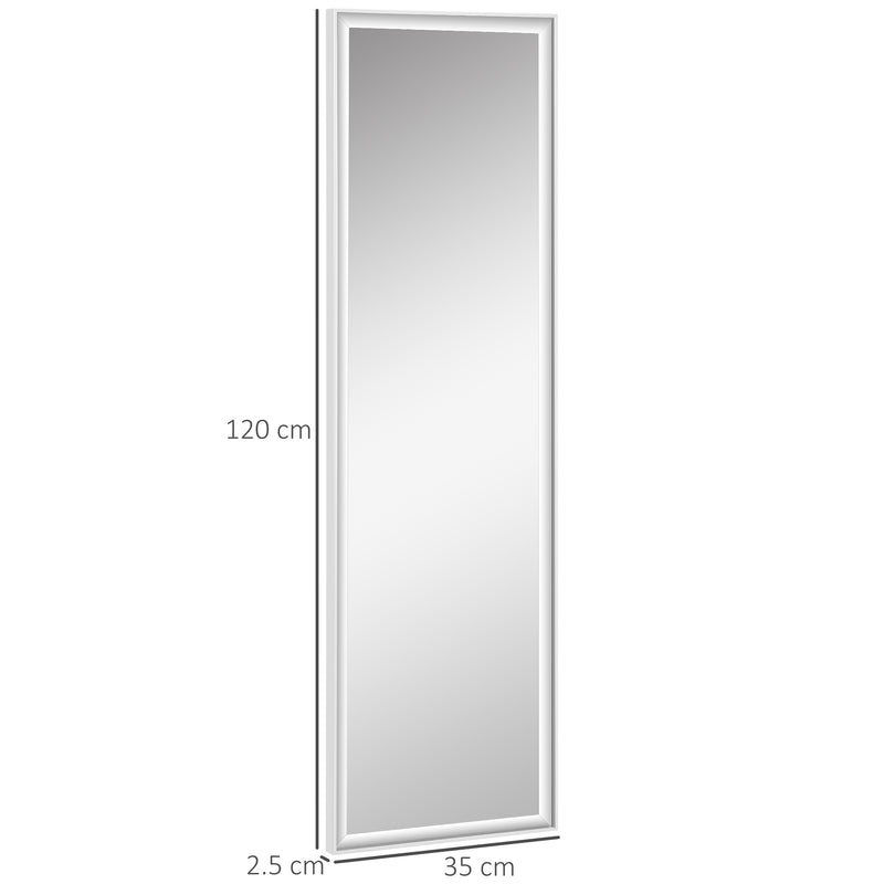 HOMCOM Full Length Mirror Dressing Mirror Wall-Mounted for Bedroom White