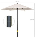 Outsunny 2m Parasol Patio Umbrella, Outdoor Sun Shade With 6 Ribs Cream White