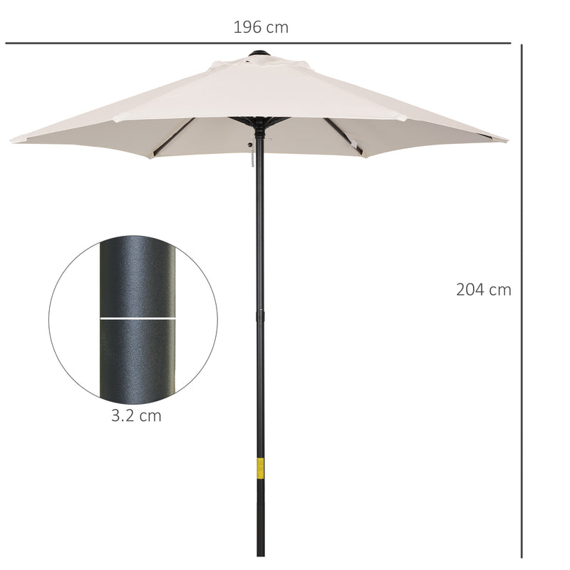 Outsunny 2m Parasol Patio Umbrella, Outdoor Sun Shade with 6 Ribs Cream White