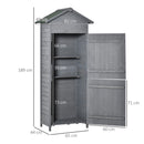 Outsunny Wood Garden Storage Shed Tool Cabinet w/ Felt Roof, 189x82x49cm, Grey
