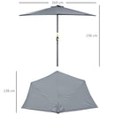 Outsunny 3 (m) Metal Frame Garden Furniture Parasol Half Round Umbrella