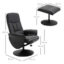 HOMCOM PU Leather 2 Pcs Reclining Armchair w/ Ottoman 360° Swivel Black