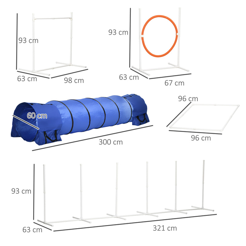 PawHut Six-Piece Dog Agility Equpiment Set w/ Carry Bag