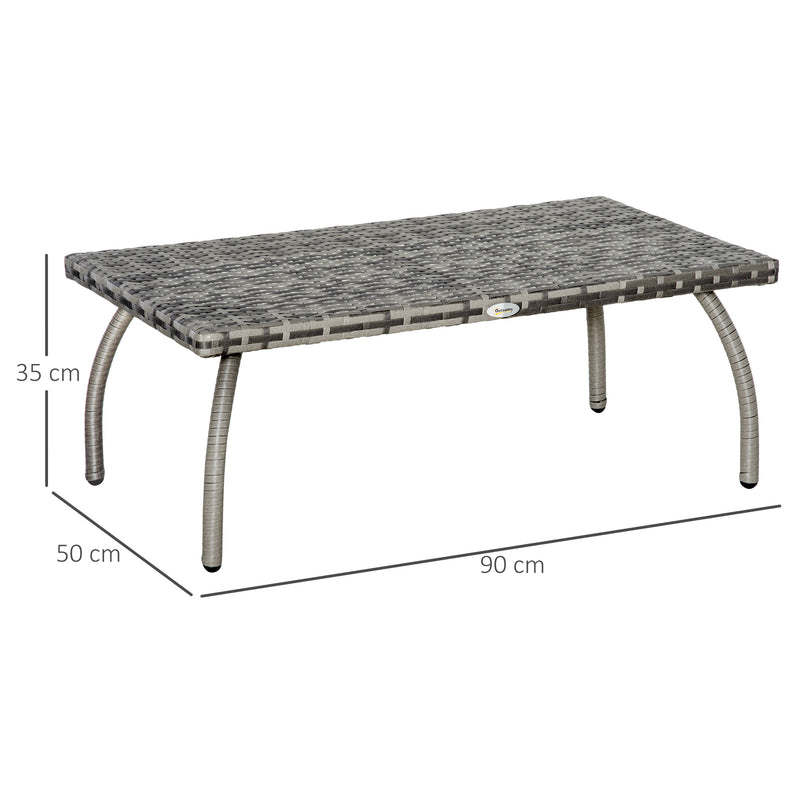 Outsunny 90 cm Patio Rattan Coffee Table Outdoor Wicker Side Table Furniture
