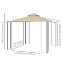 Outsunny 3x3(m) Outdoor Gazebo Patio Pavilion Canopy Tent w/ Netting & Shelf