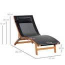 Outsunny Ergonomic Outdoor Chaise w/ Adjustable Back and Pillow for Garden Black