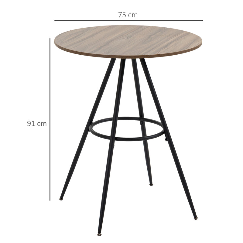 HOMCOM Round Bar Table, Kitchen Cafe Table with Fixed Tabletop and Steel Legs