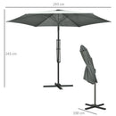 Outsunny 3m Cantilever Parasol With Easy Lever Crank Handle 6 Metal Ribs Grey