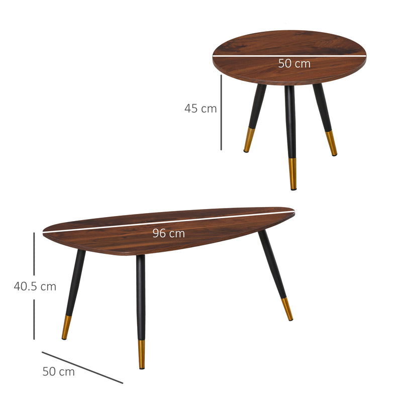 HOMCOM Coffee Table Set of 2 Nesting End Side Tables Living Room Home Office