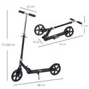 HOMCOM Kids Scooter Ride On Toy Height Adjustable For 7-14 Years, Black
