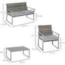 Outsunny 4PCS Outdoor Patio PE Rattan Wicker Sofa Chaise Lounge Furniture Set