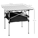 Outsunny Aluminum Camping Table Folding Table Picnic Table w/ Mesh  Bag, Silver