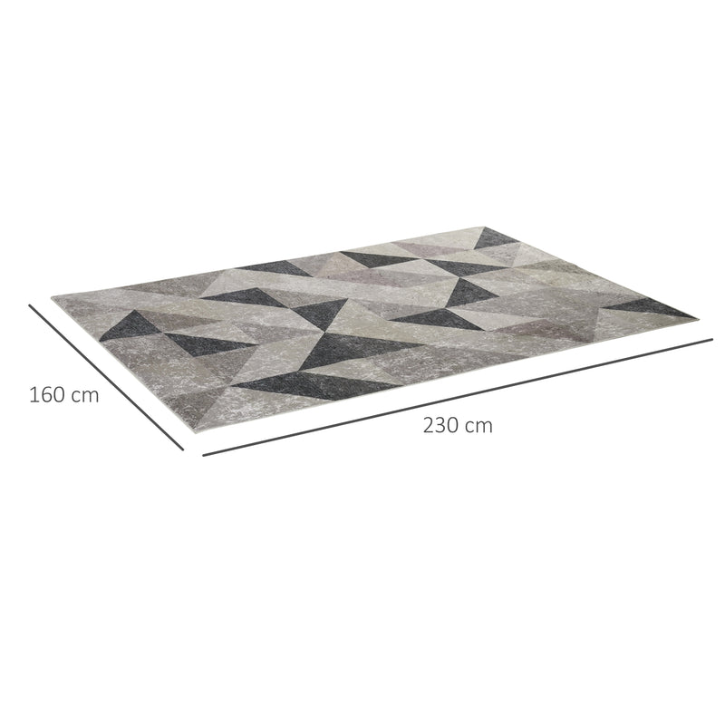 HOMCOM Large Grey Area Rug, Geometric Carpet for Living Room Bedroom, 160x230cm