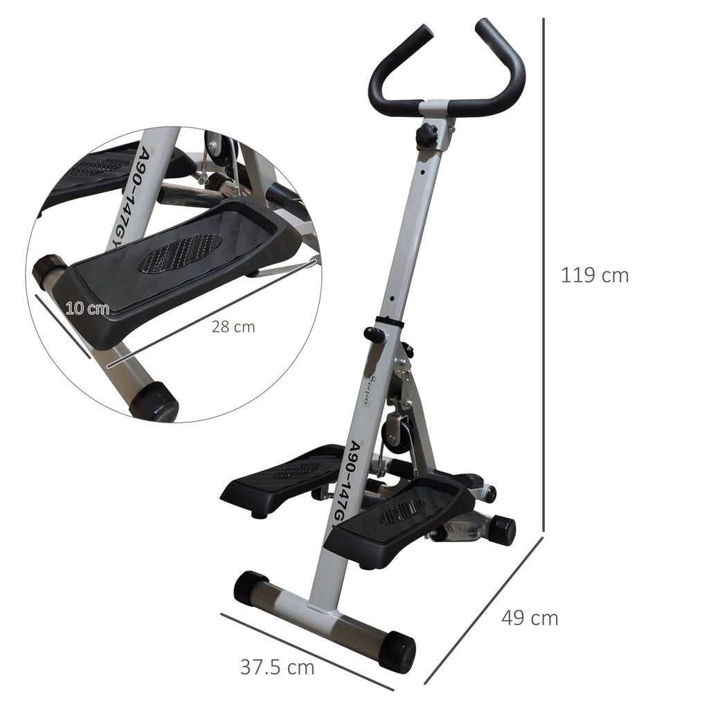 Shop Machine. Step HOMCOM Foldable Stepper Adjustable Step Machine w/ Handlebar LCD Displ