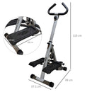 HOMCOM Foldable Stepper Adjustable Step Machine w/ Handlebar LCD Display, Grey
