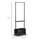 HOMCOM Clothes Rail Bamboo Coat Stand Garment Rack W/ Shelves Fabric Box Walnut