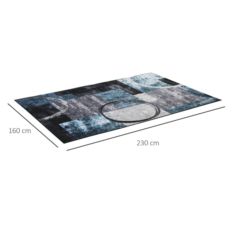 HOMCOM Large Blue Area Rug, Geometric Carpet for Living Room Bedroom, 160x230cm