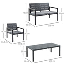 Outsunny 4 Piece Outdoor Conversation Furniture Set with Coffee Table & Cushions