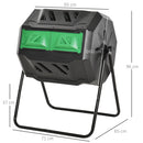Outsunny 160L Outdoor Tumbling Compost Bin w/ Dual Chamber, Sliding Doors, Black