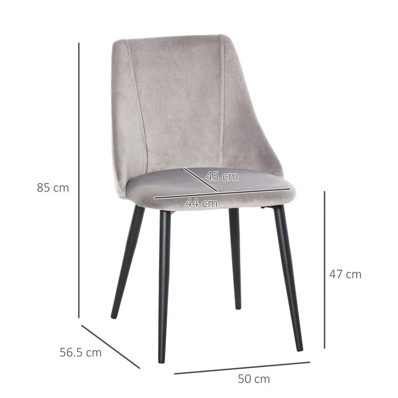 HOMCOM High Back Dining Chairs Velvet-Touch Accent Chairs with Metal Legs