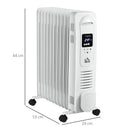 HOMCOM 2720W Oil Filled Portable Radiator Heater W/ Remote Control - White
