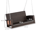 Outsunny 2-person Wicker Swing Chair, Porch Loveseat Garden Hanging Bench, Cream