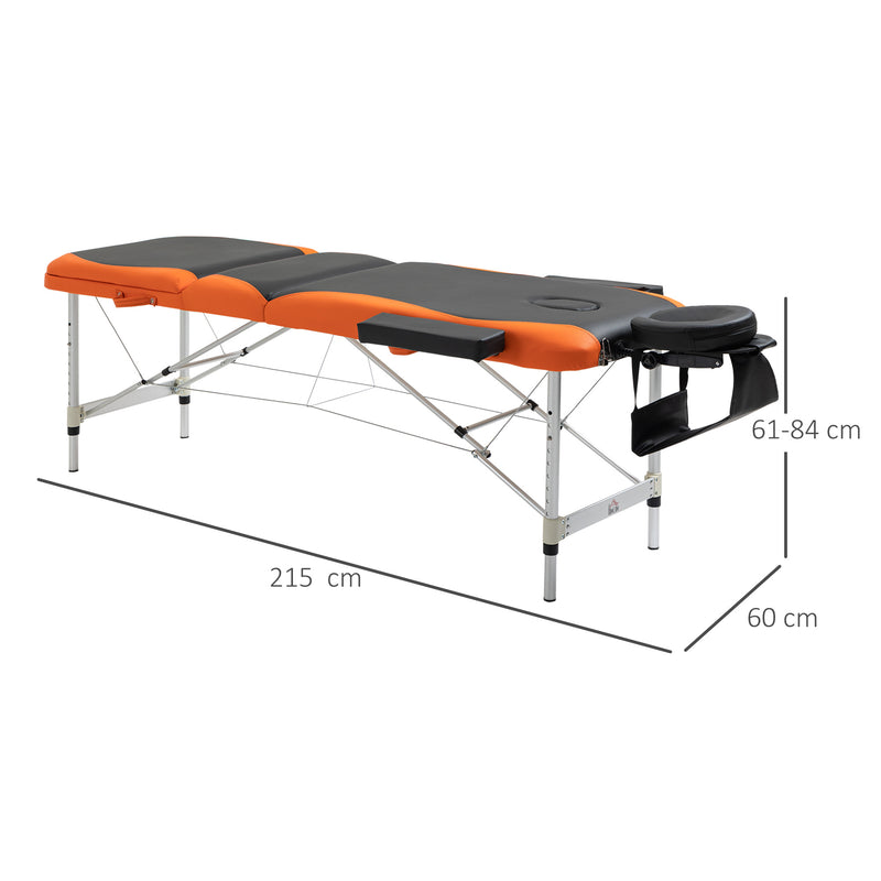 HOMCOM Portable PVC Massage Table Beauty Therapy Couch Bed Spa Aluminum Orange