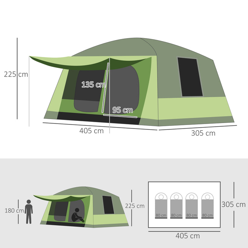 Outsunny Two Room Dome Tent Camping Shelter W/ Porch And Portable Carry Bag