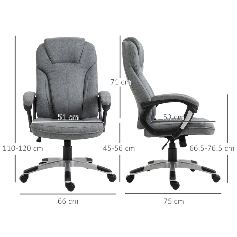 Vinsetto Linen Executive Office Chair Height Adjustable Swivel Chair, Grey