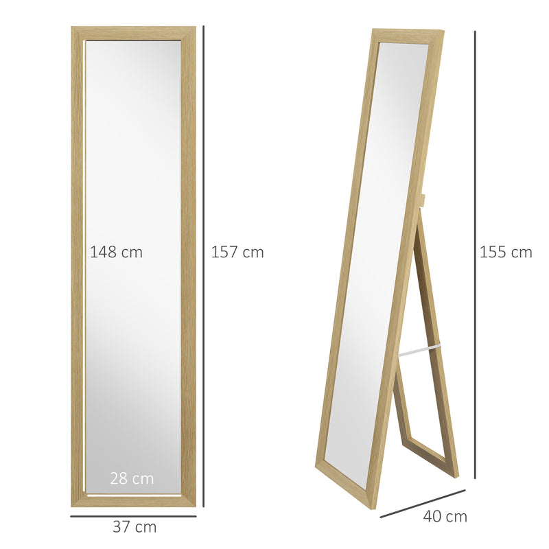 HOMCOM Full Length Mirror, Farmhouse Wall Mirror, Hanging & Freestanding