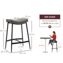 HOMCOM Breakfast Bar Stools Set of 2 Upholstered Barstools w/ Curved Seat Grey