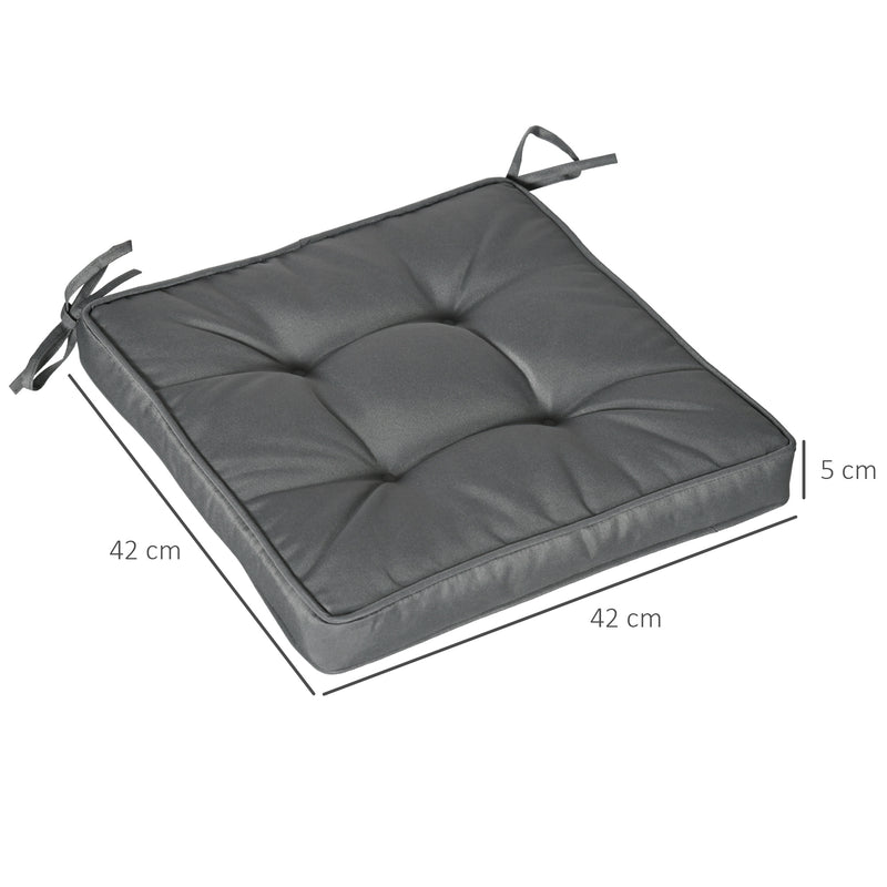 Outsunny 42 x 42cm Replacement Garden Seat Cushion Pad with Ties, Grey