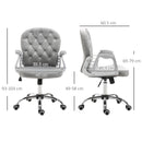 Vinsetto Office Chair Velour Diamond Tufted Padded Ergonomic 360° Swivel Grey