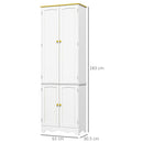 HOMCOM Freestanding Kitchen Cupboard 4-Door Storage Cabinet w/ 4 Shelves, White