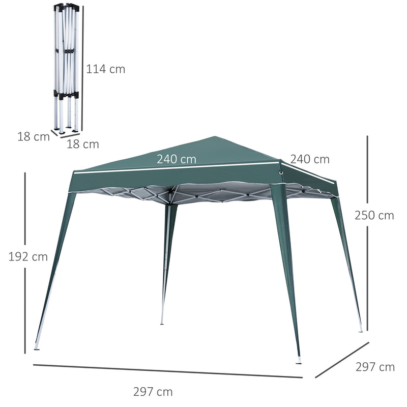 Outsunny Garden Pop up Gazebo Tent Party Water-resistant 2.5 x 2.5M Green