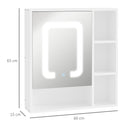 kleankin LED Illuminated Bathroom Mirror Cabinet with Dimmable Touch Switch