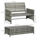 Outsunny Garden Rattan Furniture Set 2 Seater Patio Sun Lounger Daybed Sun Bed