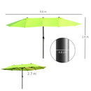 Outsunny 4.6M Garden Patio Umbrella Canopy Parasol Sun Shade w/o Base Green
