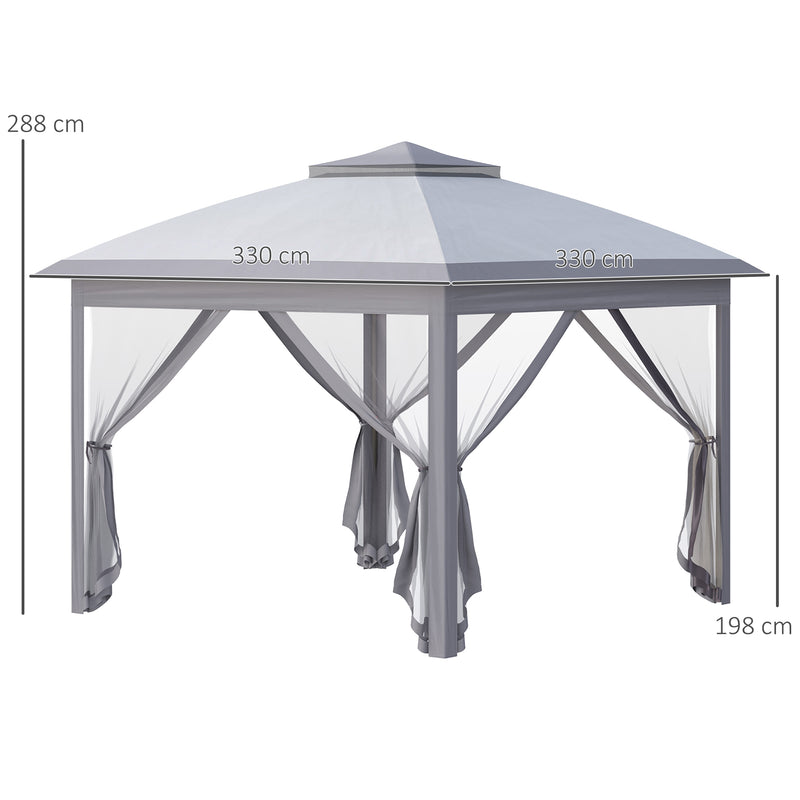 Outsunny Pop Up Gazebo Height Adjustable Canopy Tent w/ Carrying Bag, Grey