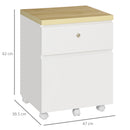 Vinsetto Mobile Filing Cabinet Lockable File Cabinet A4 Size W/ 2 Drawers White