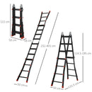 HOMCOM 4M Aluminium Duo Ladder Telescopic Herringbone Multi-Purpose DIY Non-Slip