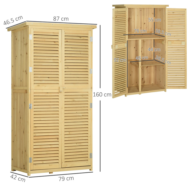 Outsunny 87 x 47 x 160cm Wooden Garden Storage Shed w/ Asphalt Roof, Natural