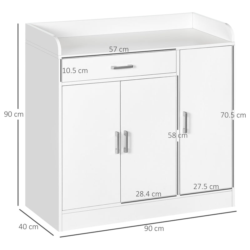 HOMCOM Modern Sideboard with Storage Cabinet, Floor Cupboard with Drawer White