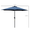 Outsunny 2.7m Garden Parasol Summer Shelter w/ LED Solar Light Crank Tilt Blue