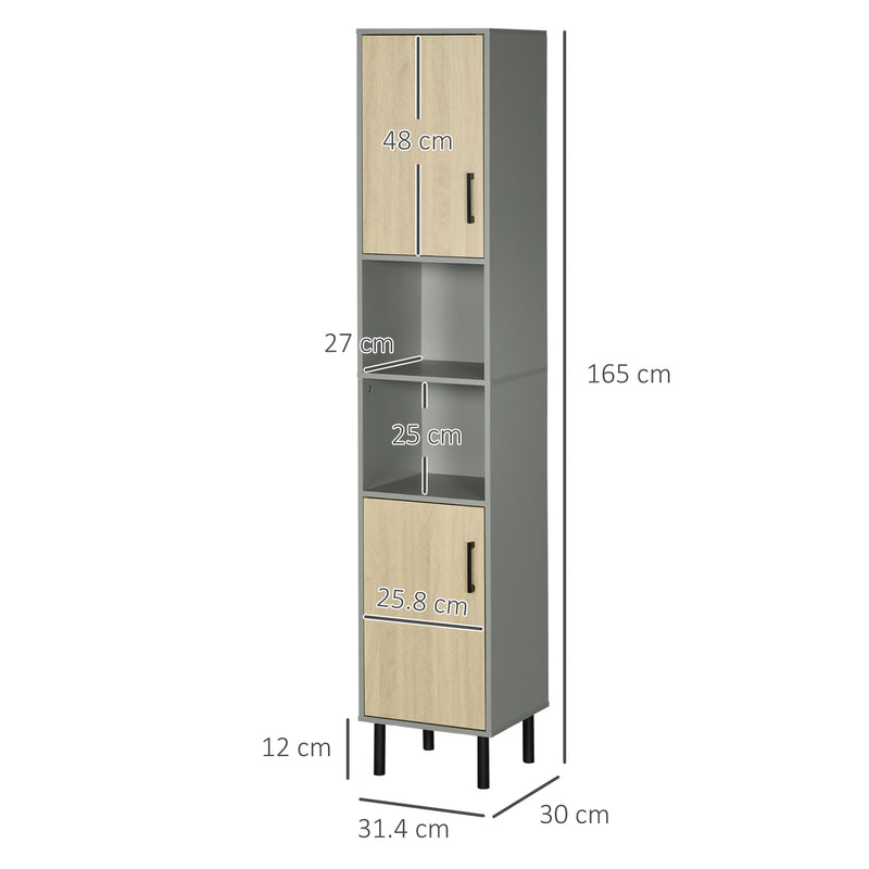 kleankin Tall Bathroom Storage Cabinet, Slim Floor Cabinet for Living Room